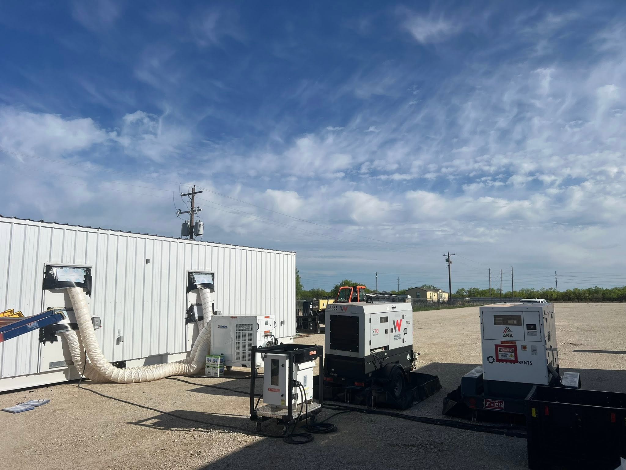 Power-testing equipment outside a commercial building