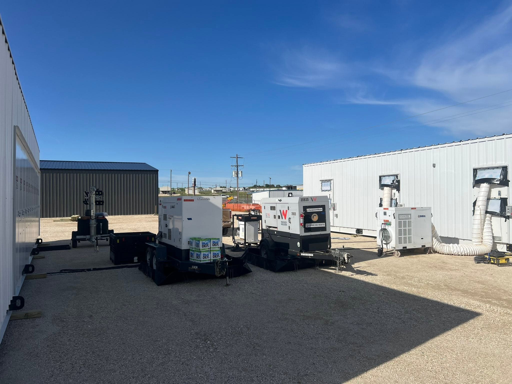 Temporary power equipment connected at an Apex Power job site